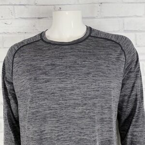 Lululemon Shirt Men's Large Long Sleeve Stretch Athleta‎ Logo Workout Shirt Grey